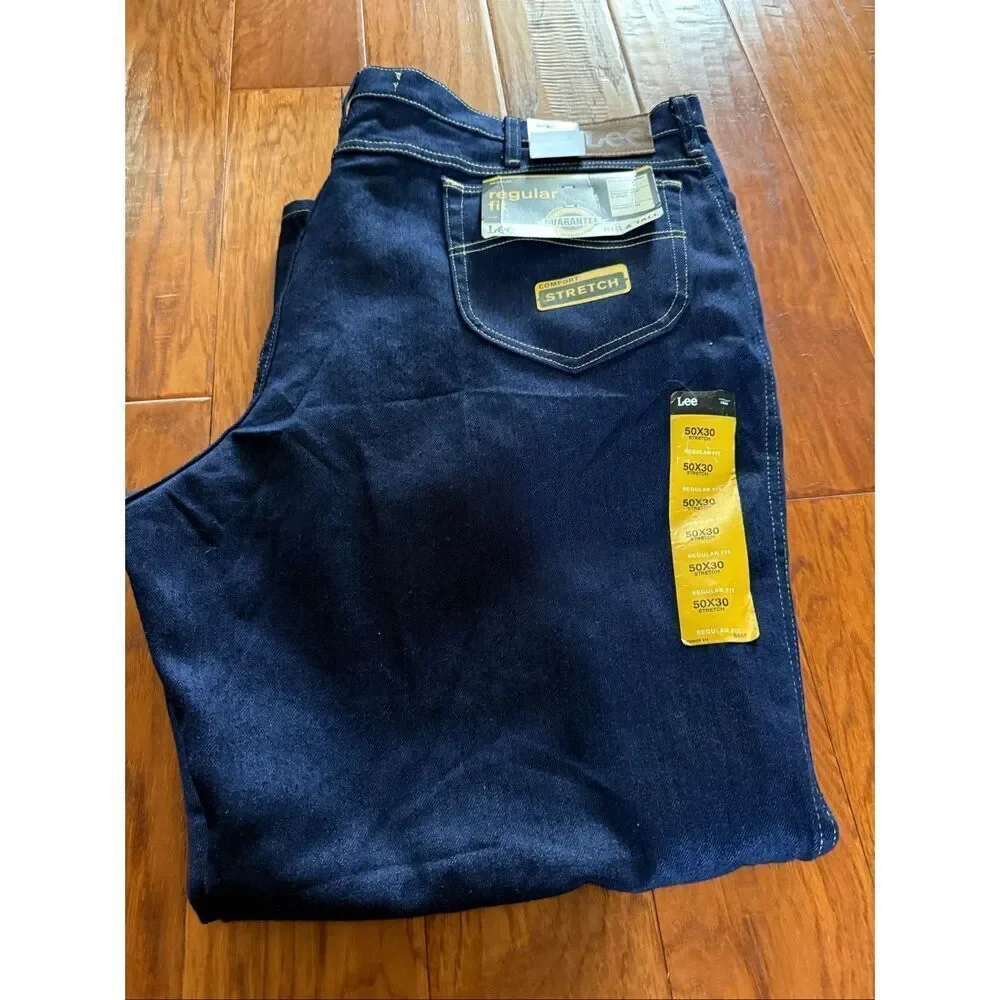 Lee Regular Fit Stretch Jeans – Big & Tall – Dark Wash – Men’s 50x30 (New